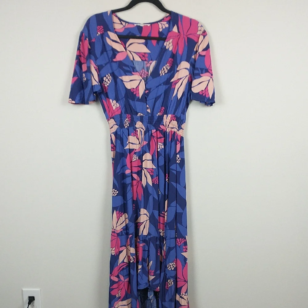 Abel The Label Anthropologie Santa Cruz Dress Small Floral Fit and Flare Ruffle - Picture 2 of 12